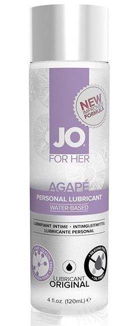 Женский лубрикант на водной основе JO AGAPE LUBRICANT ORIGINAL - 120 мл. - System JO - купить с доставкой в Одинцово