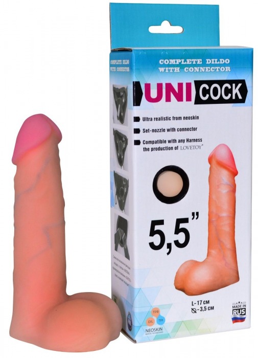 Фаллическая насадка Харнесс UNICOCK 5,5  - 17 см. - LOVETOY (А-Полимер) - купить с доставкой в Одинцово