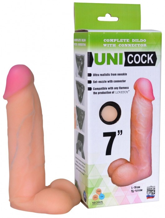 Фаллическая насадка Харнесс UNICOCK 7  - 19 см. - LOVETOY (А-Полимер) - купить с доставкой в Одинцово