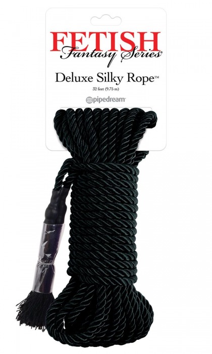 Черная веревка для фиксации Deluxe Silky Rope - 9,75 м. - Pipedream - купить с доставкой в Одинцово