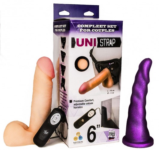 Вибрострапон с двумя насадками UniStrap - 18 и 18 см. - LOVETOY (А-Полимер) - купить с доставкой в Одинцово