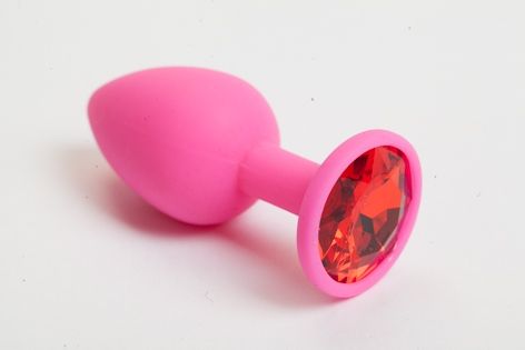 Розовая анальная пробка с красным кристаллом - 9,5 см. - 4sexdreaM - купить с доставкой в Одинцово