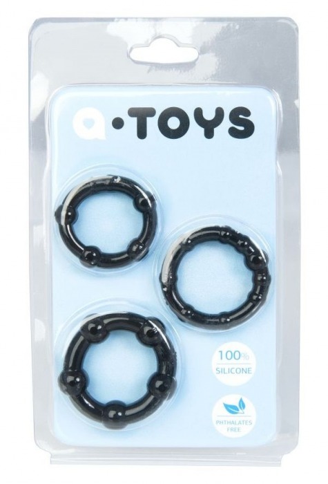 Набор из 3 чёрных эрекционных колец A-toys - A-toys - в Одинцово купить с доставкой
