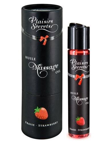Массажное масло с ароматом клубники Huile de Massage Gourmande Fraise des Bois - 59 мл. - Plaisir Secret - купить с доставкой в Одинцово