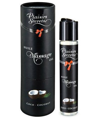 Массажное масло с ароматом кокоса Huile de Massage Gourmande Coco - 59 мл. - Plaisir Secret - купить с доставкой в Одинцово