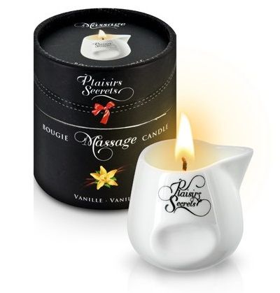 Массажная свеча с ароматом ванили Bougie Massage Gourmande Vanille - 80 мл. - Plaisir Secret - купить с доставкой в Одинцово