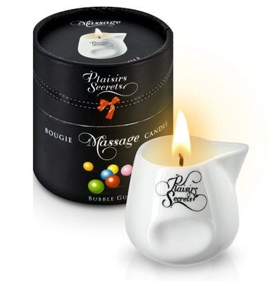 Массажная свеча с ароматом бубль-гума Bougie de Massage Gourmande Bubble Gum - 80 мл. - Plaisir Secret - купить с доставкой в Одинцово