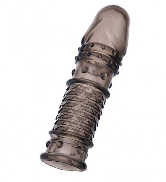 Дымчатая закрытая насадка ToyFa XLover с чешуйками и пупырышками - 13,5 см. - ToyFa - в Одинцово купить с доставкой