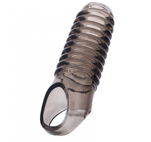 Дымчатая насадка с рёбрышками и подхватом мошонки ToyFa XLover - 12,5 см. - ToyFa - в Одинцово купить с доставкой