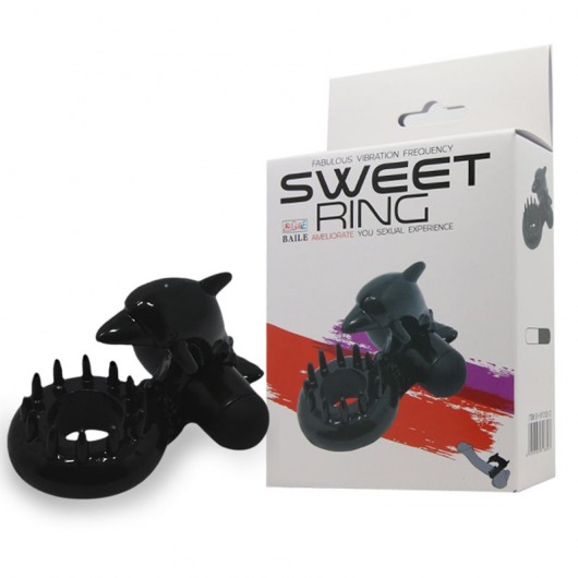 Чёрное эрекционное виброкольцо Sweet Ring с дельфинчиком - Baile - в Одинцово купить с доставкой