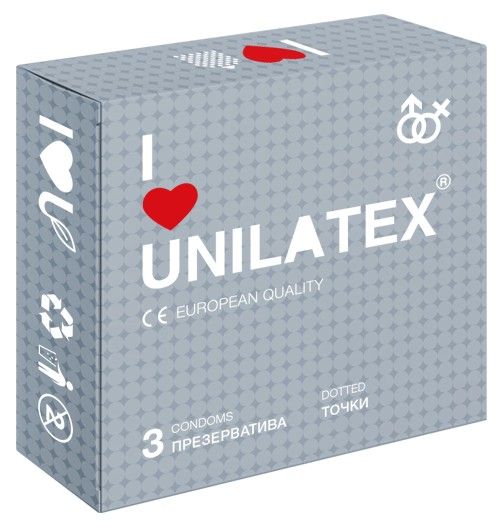 Презервативы с точками Unilatex Dotted - 3 шт. - Unilatex - купить с доставкой в Одинцово