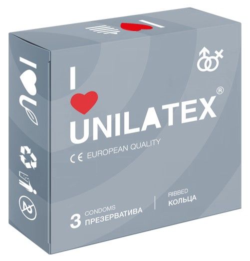 Презервативы с рёбрами Unilatex Ribbed - 3 шт. - Unilatex - купить с доставкой в Одинцово
