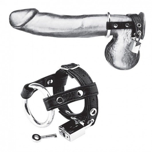Утяжка на пенис на замочке Duo Cock And Ball Lock - BlueLine - купить с доставкой в Одинцово