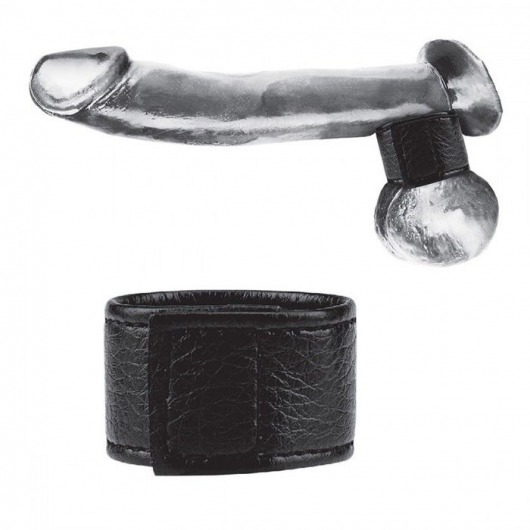 Чёрная утяжка на мошонку 1  Velcro Ball Stretcher - BlueLine - купить с доставкой в Одинцово