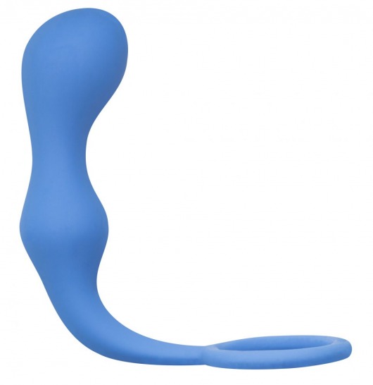 Синее эрекционное кольцо с анальной пробкой Double Pleasure Anal Plug - Lola Games - в Одинцово купить с доставкой