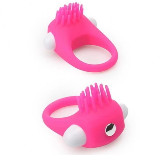 Розовое эрекционное кольцо с щеточкой LIT-UP SILICONE STIMU RING 5 - Dream Toys - в Одинцово купить с доставкой
