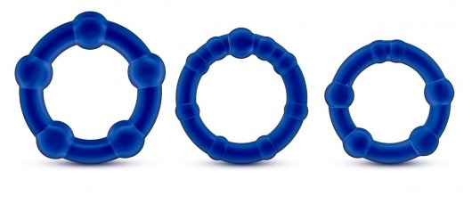 Набор из 3 синих эрекционных колец Stay Hard Beaded Cockrings - Blush Novelties - в Одинцово купить с доставкой