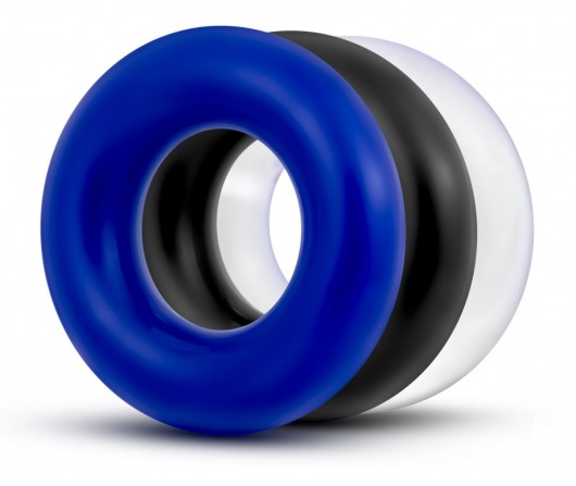 Набор из 3 разноцветных колец Stay Hard Donut Rings - Blush Novelties - в Одинцово купить с доставкой