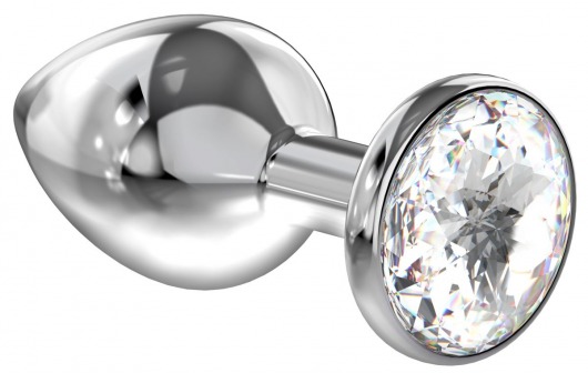 Большая серебристая анальная пробка Diamond Clear Sparkle Large с прозрачным кристаллом - 8 см. - Lola Games - купить с доставкой в Одинцово