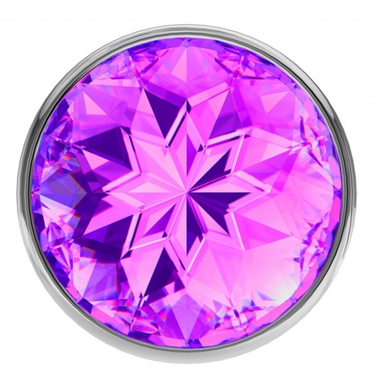 Большая серебристая анальная пробка Diamond Purple Sparkle Large с фиолетовым кристаллом - 8 см. - Lola Games - купить с доставкой в Одинцово