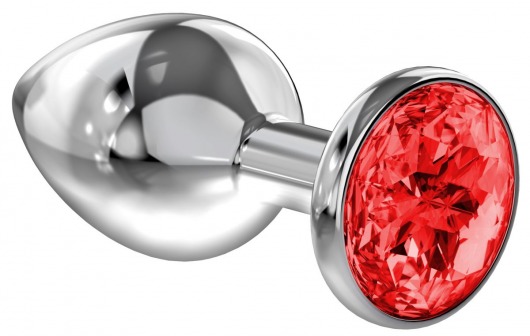 Большая серебристая анальная пробка Diamond Red Sparkle Large с красным кристаллом - 8 см. - Lola Games - купить с доставкой в Одинцово