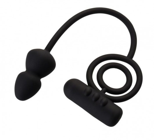 Чёрное эрекционное кольцо с вибропулькой и анальным хвостом - Erotist Adult Toys - в Одинцово купить с доставкой