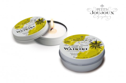 Массажная свеча Petits Joujoux Waikiki Beach с ароматом кокоса и ананаса - 33 гр. - MyStim - купить с доставкой в Одинцово