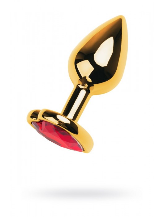 Золотистая анальная пробка с кристаллом-сердцем - 7,5 см. - ToyFa - купить с доставкой в Одинцово