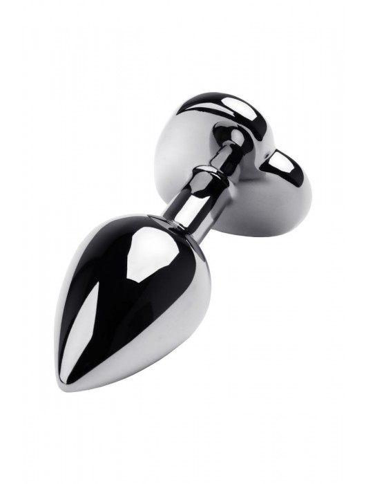 Серебристая анальная пробка с прозрачным кристаллом-сердцем - 8 см. - ToyFa - купить с доставкой в Одинцово