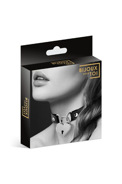 Черный чокер с замком в форме сердца - Bijoux Pour Toi - купить с доставкой в Одинцово