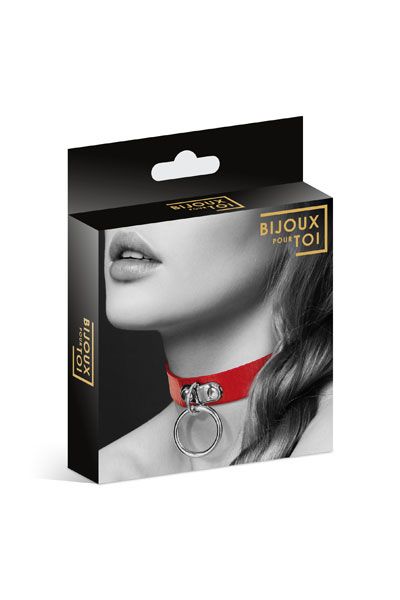 Красный узенький чокер с кольцом - Bijoux Pour Toi - купить с доставкой в Одинцово