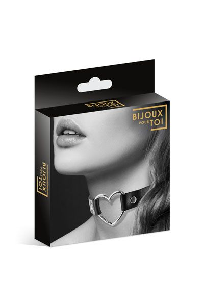 Чёрный чокер с кольцом в форме сердца - Bijoux Pour Toi - купить с доставкой в Одинцово