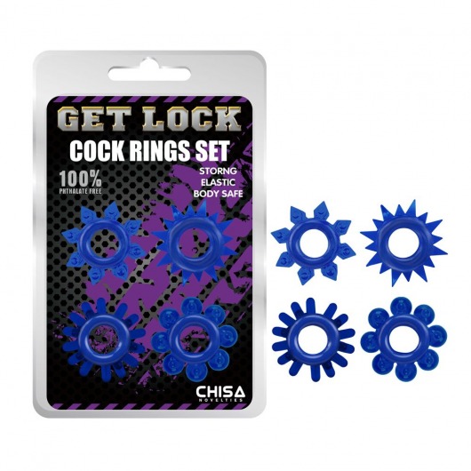 Набор из 4 синих колец Get Lock - Chisa - в Одинцово купить с доставкой