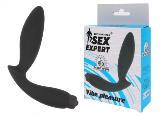 Чёрный вибростимулятор простаты Sex Expert Vibe Pleasure - Sex Expert - в Одинцово купить с доставкой