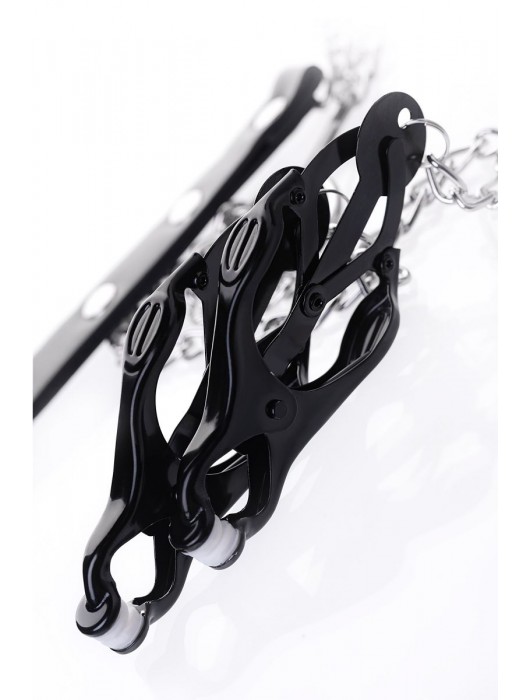 Черно-серебристые зажимы для сосков с кольцом для пениса TOYFA Metal - ToyFa - купить с доставкой в Одинцово