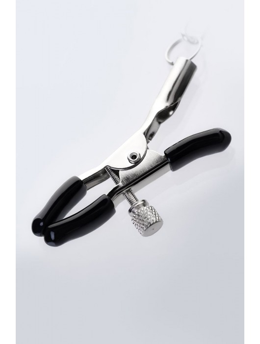 Серебристо-чёрные зажимы для сосков с кольцом для пениса TOYFA Metal - ToyFa - купить с доставкой в Одинцово